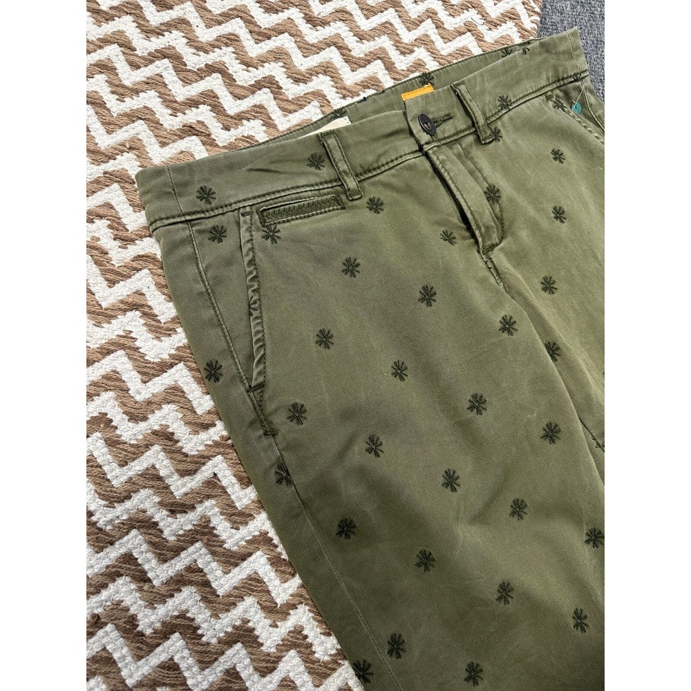 Pilcro and the Letterpress Hyphen Pants Chino Womens Size 26 P Green Embroidered